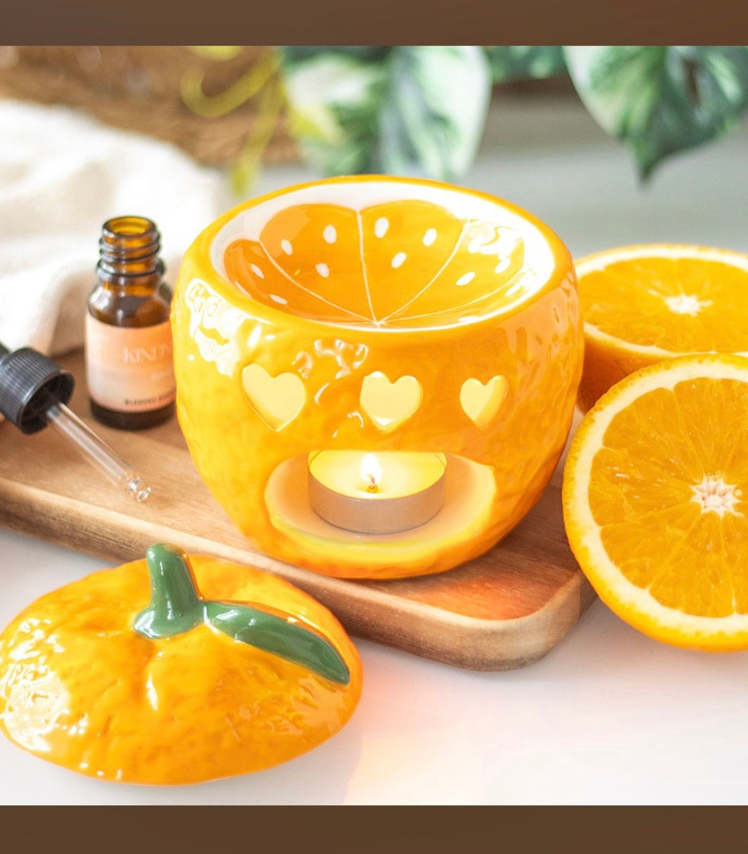Brûleur à huiles essentielles et fondants parfumés "Douce orange"
