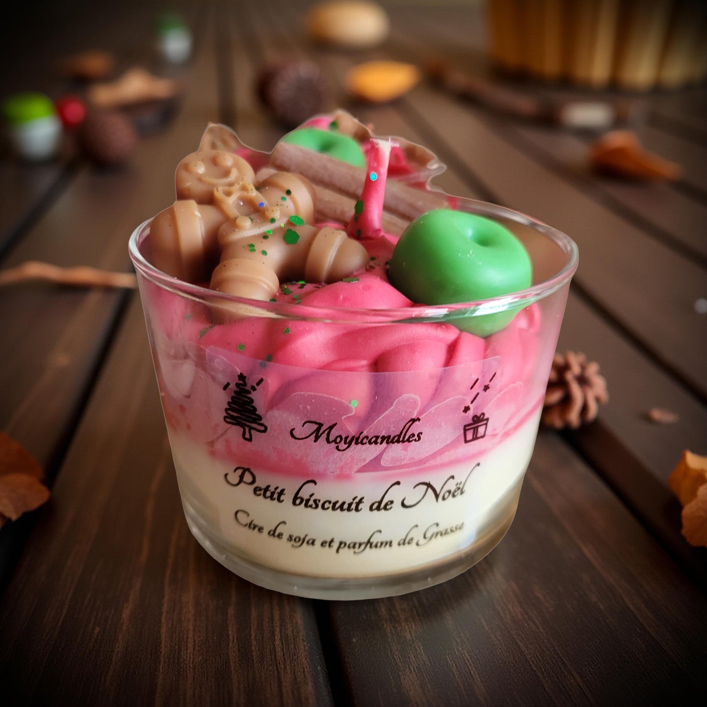 Bougie gourmande "Petit biscuit de Noël - Pomme-cannelle"