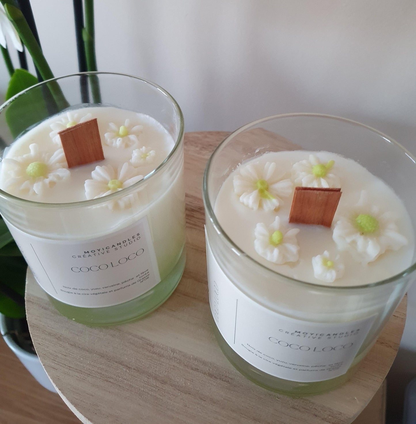 Coco Loco à fleur - Bougie parfumée à la coco et citron Yuzu en cire végétale - Moyicandles