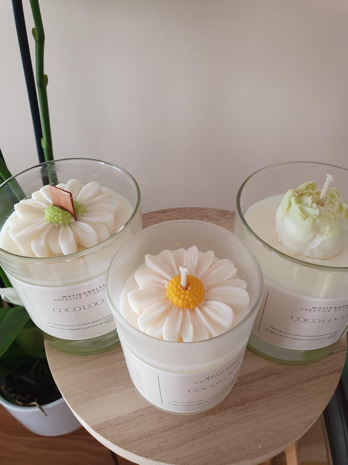 Coco Loco à fleur - Bougie parfumée à la coco et citron Yuzu en cire végétale - Moyicandles